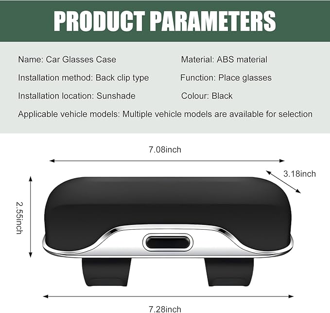Sunglass Holder for Car Visor, Multi-Functional Auto Sun Visor Eyeglass Holder, Shockproof Dustproof Sunglasses Protective Storage Case, Universal for Vehicle, Sedan, Truck
