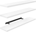 AMADA HOMEFURNISHING 23.6" L Floating Shelves, Wall Shelves Set of 3 for Bathroom/Living Room/Bedroom/Kitchen, White Floating