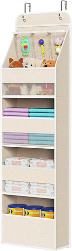 Univivi 5-Shelf Over Door Hanging Organizer Fabric Door Storage with 4 Large Pockets and 3 Small PVC Pockets Wall Mount Hangi