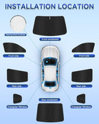 8PCS Window Shades for Dodge Charger 2011-2025 Accessories – Full Coverage Sun Shade for Side Windows, Rear Triangular & Windshield – UV Protection & Privacy for Camping, Napping, Relaxing