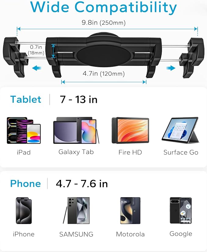 GDZN Tablet Mount for Car CD Slot - [Height Adjustable] Upgraded Car CD Player Tablet Holder with Telescopic Arm Compatible with iPad Pro 12.9 Air Mini,Galaxy Tab, Z Fold, 4.7-13'' Device