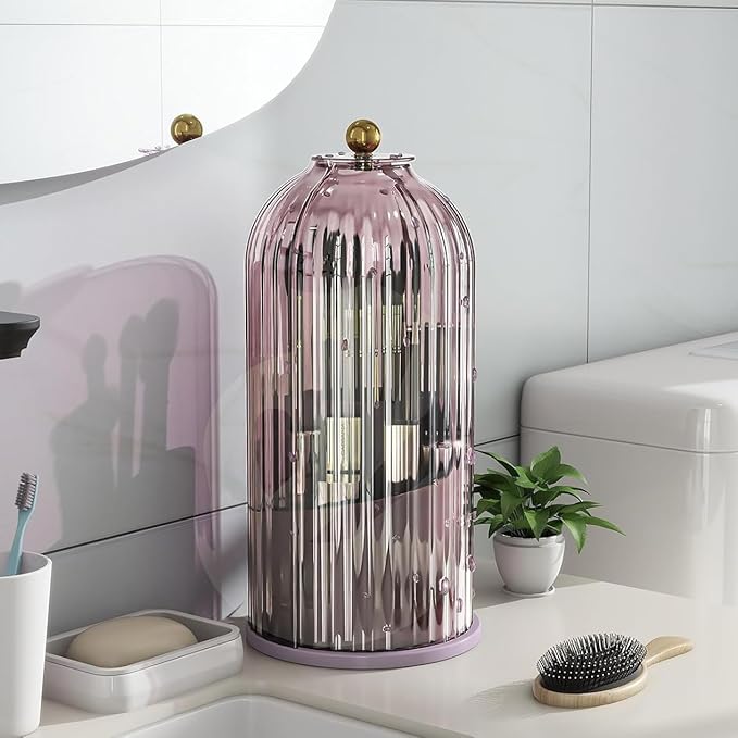 Dustproof Toothbrush Holders with Cover, Rotating Electric Toothbrush and Toothpaste Holder for Bathroom Countertop, 3 Slots 