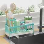 Cisily Sponge Holder for Kitchen Sink, Sink Caddy Organizer with High Brush Holder, Kitchen Countertop Organizers and Storage