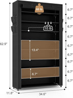 VILICK Shoe Rack with Cover Narrow Shoe Organizer with Pockets 10 Tier Tall Shoe Storage Holds 36-41 Pairs Shoes and Boots Sh