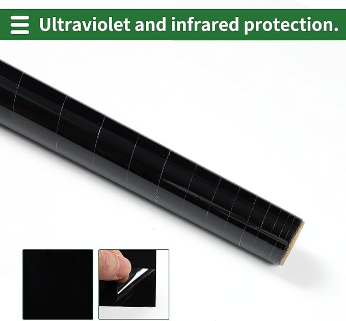 Motoforti Universal Car Window Tint Film Privacy Film 19.69 ft x 19.69 Inch Carbon 2 PLY PET Black 1 Pc VLT 2% IRR 84% UVR 99%