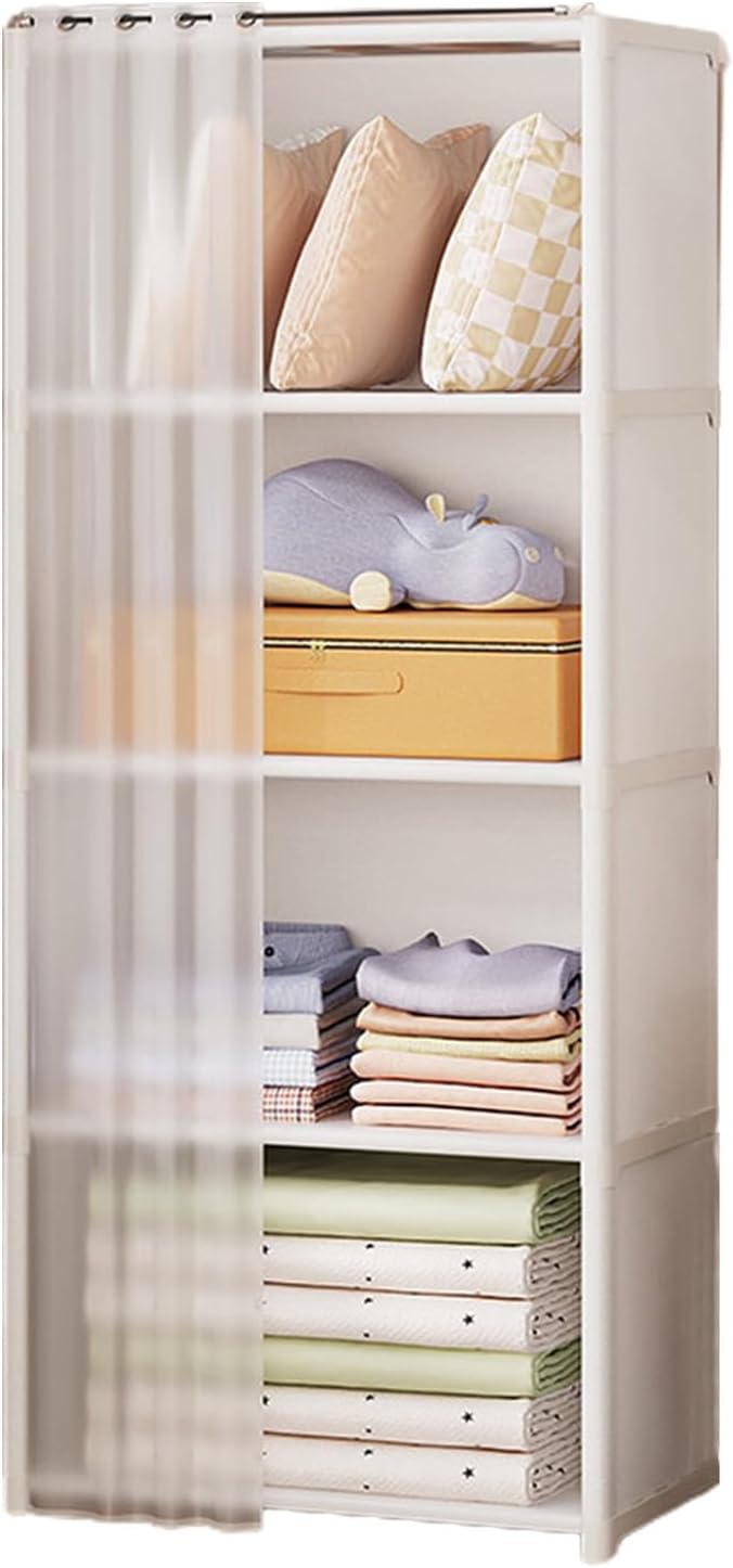 Portable Closet Wardrobe for Small Room, Clothes Storage Rack, Clothes Organizer Cabinet, Dust-Proof Garment Shelf for Home B