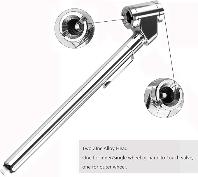 CZC AUTO Tire Pressure Gauge Heavy Duty Dual Head Mechanical Air Gauge Stainless Steel Stem for Car RV ATV Truck Motorcycle Bike, 10-120PSI (5 Pack)