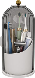 Dustproof Toothbrush Holders with Cover, Rotating Electric Toothbrush and Toothpaste Holder for Bathroom Countertop, 3 Slots 