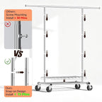 Heavy Duty Clothes Rack - Load 500 LBS, Rolling Clothing Rack for Hanging Clothes with Lockable Wheels & Shelves, Extendable 
