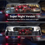 10'' Mirror Dash Cam Night Vision 1080P FHD Full Touch Screen Front and Rear View Backup Camera for Cars Loop Recording Strea
