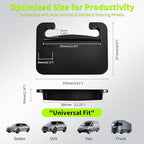 2-in-1 Steering Wheel Desk & Seat Gap Organizer, Portable Steering Wheel Tray with Cup Holder & Pad Slot, Car Food Table for Laptop Eating Working, Multipurpose Road Trip Accessories