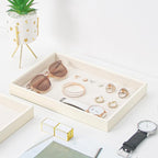 Stackable Jewelry Organizer Tray For Drawers,White Leather Small Earring Storage Tray,Bracelet And Necklace Display Box,Jewel