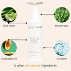 BASK & LATHER Hydrating Hair Mist, Leave-In Conditioner, Itchy Scalp Relief, Detangler, Curl Definer, Aloe Vera, Avocado Oil,