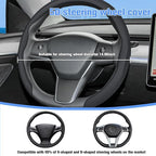 Car Nappa Leather Steering Wheel Cover, 15" Fashionable 5D Anti-Slip Vehicle Steering Wheel Protector, Breathable Auto Interi