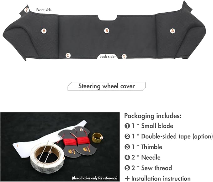 MEWANT Steering Wheel Cover for Yoke Style Steering Wheel for Tesla Model S 2021-2023 / Model X 2021-2023 Hand-Stitched Steering Wheel Wrap