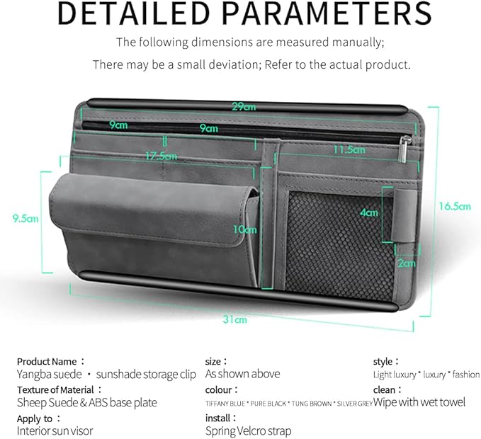 Car Sun Visor Organizer Auto Interior Accessories Storage Pocket Organizer with Multi-Pocket Net Zipper Pouch Sunglass Holder for Car Truck SUV Case Bag for Card License Registration