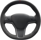 MEWANT Hand Stitched Steering Wheel Cover for Tesla Model 3 2017-2023 / Model Y 2020-2023 Accessories