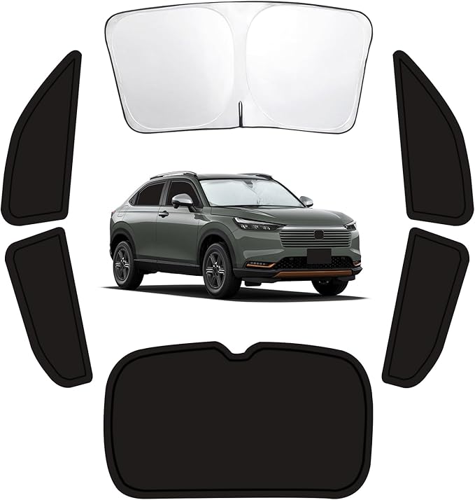 6PCS Car Window Shades for Honda HR-V 2023-2025, Window Covers for VEZEL Windshield Side Rear Windows, Full Set Privacy Protection Car Sunshade with UV Blocking for Camping Napping