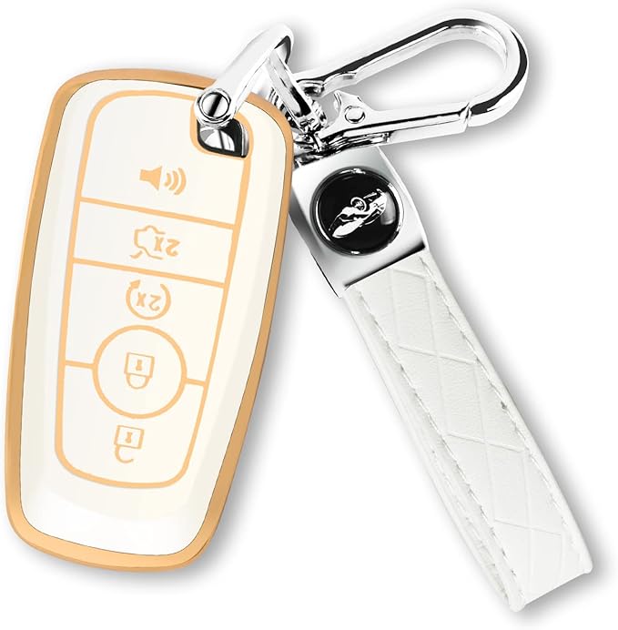 MILD EAST For Ford Key Fob Cover with Keychain, Soft TPU Key Case Shell Full Protection for Ford Explorer Fusion Escape Edge 
