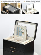 BOOVO Jewelry Boxes for Women, White and Black 6 Layer Large Jewelry Box for Necklace, Bracelet, Earrings, Rings Storage, Jew
