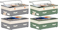 Dolicer 4 Pack 92L Under Bed Storage with Wheels, 6in-10in Height Adjustable Underbed Storage Containers (Grey & Green)