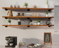 Industrial Pipe Wall Wood Shelves,Real Wooden Shelves 72" in Special Brown Color with 1.2" Extra Thickness, Modern Floating S
