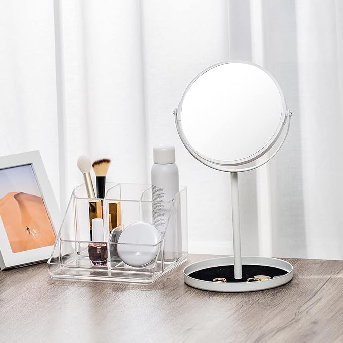 Ettori APLOP Makeup Organizer Tray, 6-Compartment Vanity Makeup Organizer for Jewelry, Hair Accessories, Bathroom Counter or 