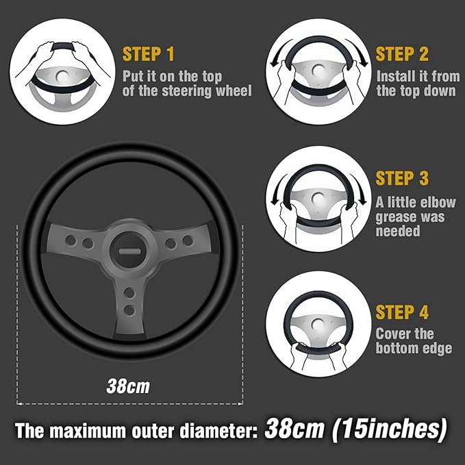 Cow Print Steering Wheel Cover, Universal 14.5-15 inch Breathable Microfiber Leather Anti-Slip Car Steering Wheel Protector f