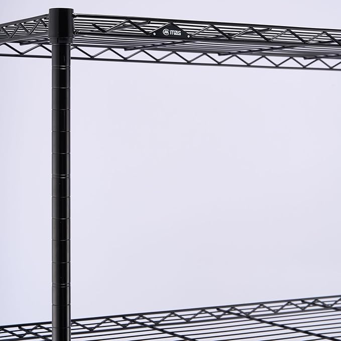 M MZG Heavy Duty Rolling Garment Rack 3 Tiers Adjustable Wire Shelving Clothes Rack with 3 Rods and Side Hooks,Storage Closet