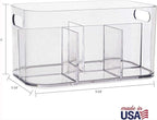 STORi Bliss 5-Compartment Plastic Cosmetics Storage Organizer, Set of 2 | Clear | Rectangular Divided Makeup Bin & Vanity Cad