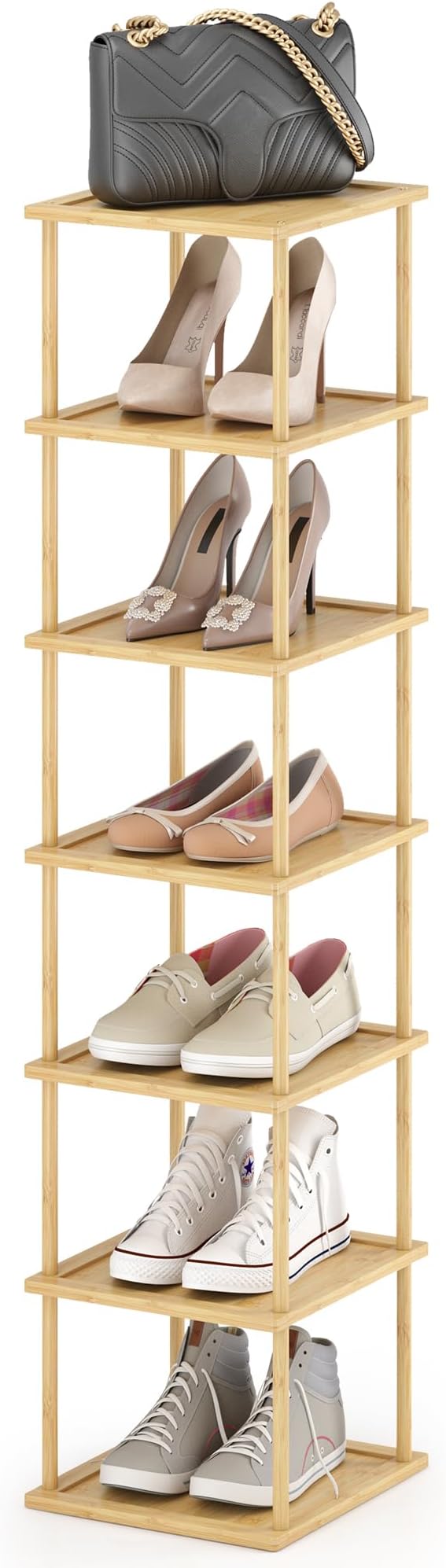 MHXW SXPN Bamboo Free Standing Shoe Rack Shelf Multi Tier Tall Wooden Stackable Shoes Rack Organizer for Closet Front Door En