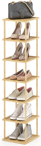MHXW SXPN Bamboo Free Standing Shoe Rack Shelf Multi Tier Tall Wooden Stackable Shoes Rack Organizer for Closet Front Door En