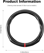 Ergocar Carbon Fiber Material Steering Wheel Cover Anti-Slip Breathable Sweat Absorbent Fashionable Sport Steering Wheel Sleeve for the Round Shape with Diameter of 15"（37.5-38cm）-Black Stripe