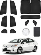 8PCS Window Shades for Toyota Prius Hatchback 2010-2015 Accessories – Full Coverage Sun Shade for Side Windows, Rear Triangular & Windshield – UV Protection & Privacy for Camping, Napping, Relaxing