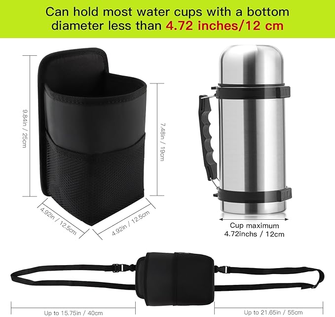 Car Seat Side Large Car Cup Holder Expander Adapter Bag, Auto Seat Storage Hanging Bag, Drink, Stuff Holder with Mesh Pocket for Cars, Water Bottle Bags Road Trip Essentials Car Accessories