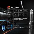 Small Flashlight Rechargeable with 12 Volt Car Cigarette Lighter & USB C for Auto Vehicles Emergency, Car Escape Tool, Outdoo