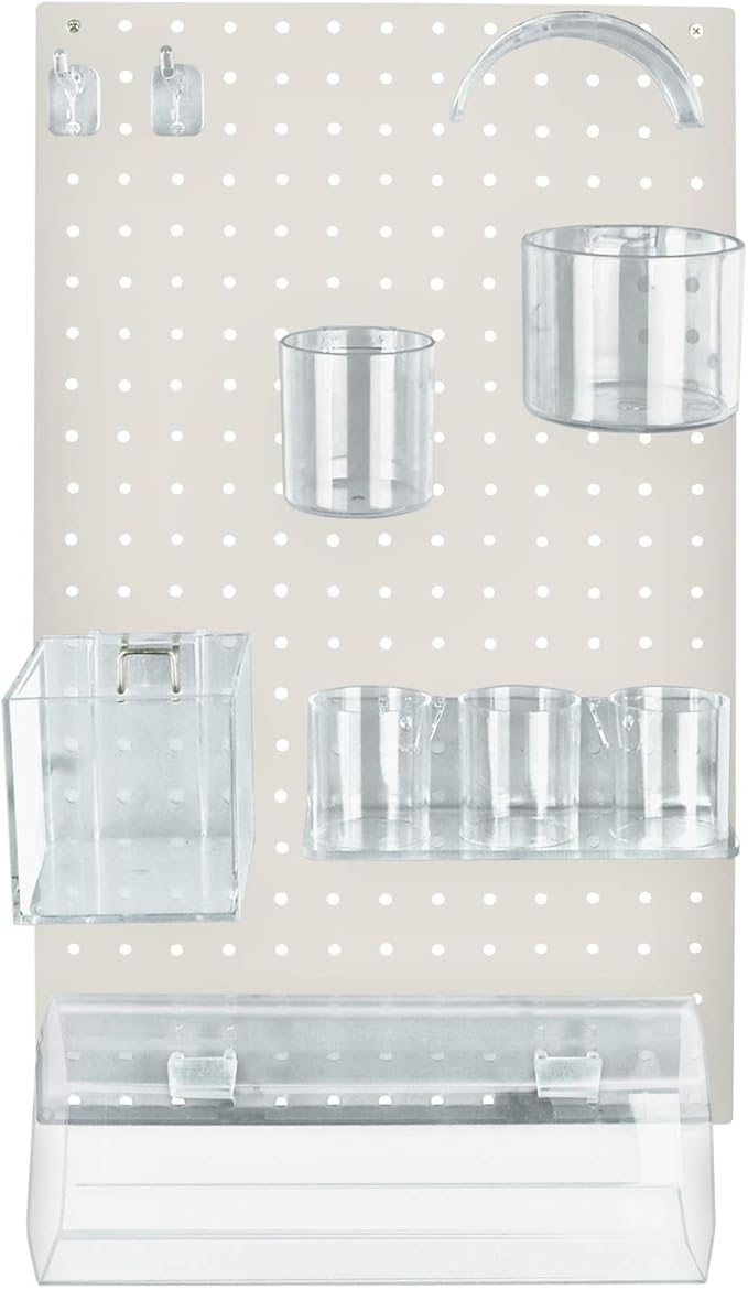 Azar Displays 900940-WHT The DIY Multi-Purpose 10-Piece Pegboard Wall Organizer Kit with One Panel and Accessory Assortment: 