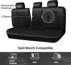 CAR PASS Leather Back Seat Cover, Universal Waterproof Bench Rear Seat Cover Zipper Split Rear Bench Protector Fit 95% Automo