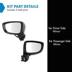 TRQ Driver and Passenger Side Power Heated Mirror Set Smooth Black Paint to Match Compatible with 2017-2018 Mazda 3 MA1320230