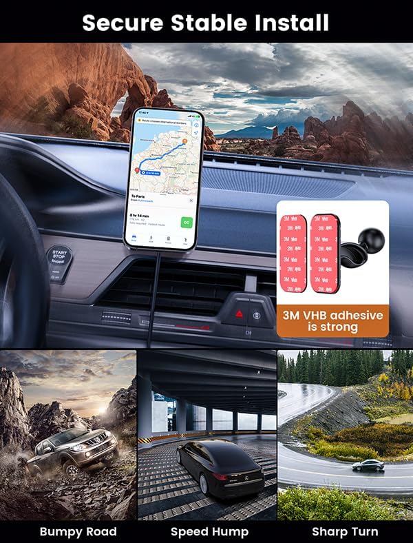 MOKPR for Magnetic Car Mount Charger-15W Wireless Car Charger-Magnetic Car Phone Holder for Dash Air Vent-LED RGB HandsFree Car Mount Fast Car Charger for iPhone 14/13/12 Series,Green