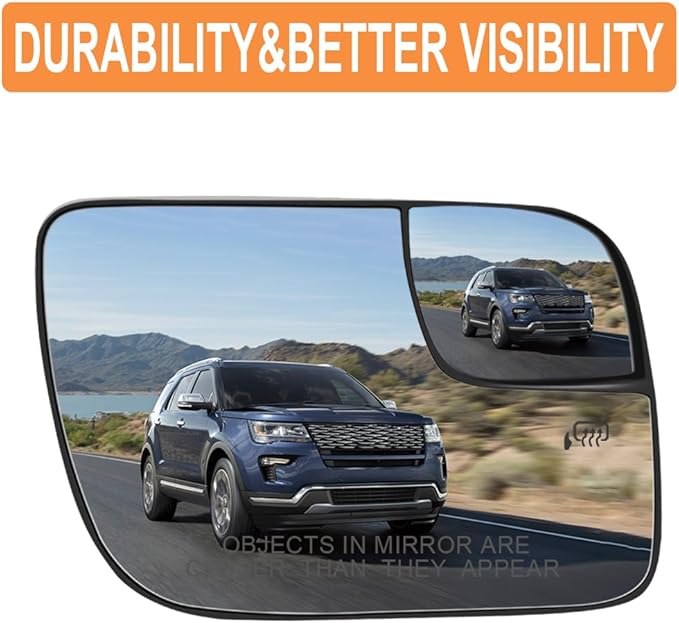 Senzeal Passenger Side Heated Mirror Glass Replacement for Ford Explorer 2011-2019 Blind Spot Mirror Glass BB5Z-17K707-B (Right Side)