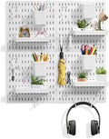 Dualshine Premium Pegboard Combination Kit, White Pegboard Wall Organizer with 4 Small Plastic Panels and 38 Accessories, Ide