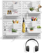 Dualshine Premium Pegboard Combination Kit, White Pegboard Wall Organizer with 4 Small Plastic Panels and 38 Accessories, Ide