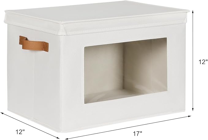 Univivi Storage Boxes with Lids Fabric Foldable Storage Bin for Clothes, [3-Pack] Closet Organizer Containers boxes with Hand