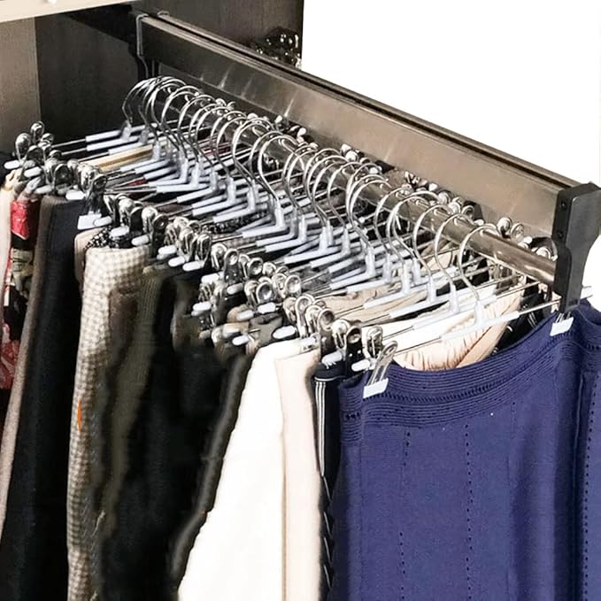 Closet Clothes Hanger Rail,Pull-Out Closet Rod 30-60cm,Wardrobe Clothing Rail,Closet Organizer Rack for Pants and Coat (450MM