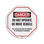 AccuformNMC Steering Wheel Cover for Lockout Tagout, OSHA-Style Legend Danger DO NOT Operate OR Move Vehicle..., Reinforced Vinyl, 20" Diameter, KDD824