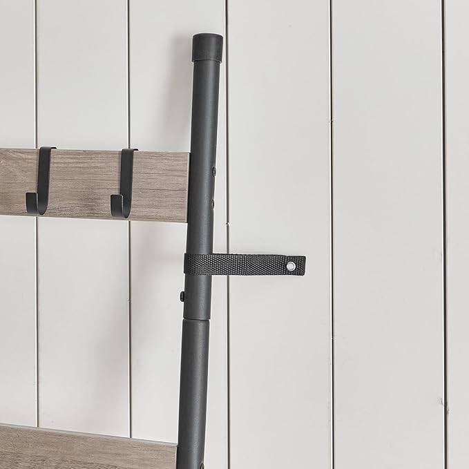 HOOBRO Blanket Ladder, 6-Tier Towel Rack with Hooks, Wall-Leaning Blanket Rack, Decorative Display Ladder Shelf, Scarves, Ind