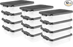 Sterilite 12-Pack Modular Stacker Box, Durable Clear Plastic Storage Bins with Latching Lids, 40 Quart - Stackable Organizing