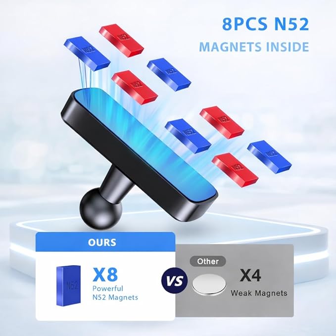 LEPHYON Magnetic Phone Holder for Gym, Ultra Strong Magnet Phone Mount for Exercise Equipment, Compatible with iPhone Samsung All Cell Phones, Adjustable 360° Rotation, No-Slip Workout Accessory
