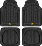 CAT PU Leather Seat Covers for Cars – (2) Front Seat Covers with (4) All-Weather Heavy-Duty Floor Mats for Trucks, Cars, & SU
